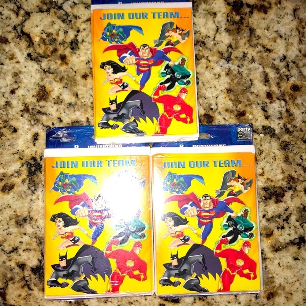 6/$20 New Set/3 Justice League party invitations